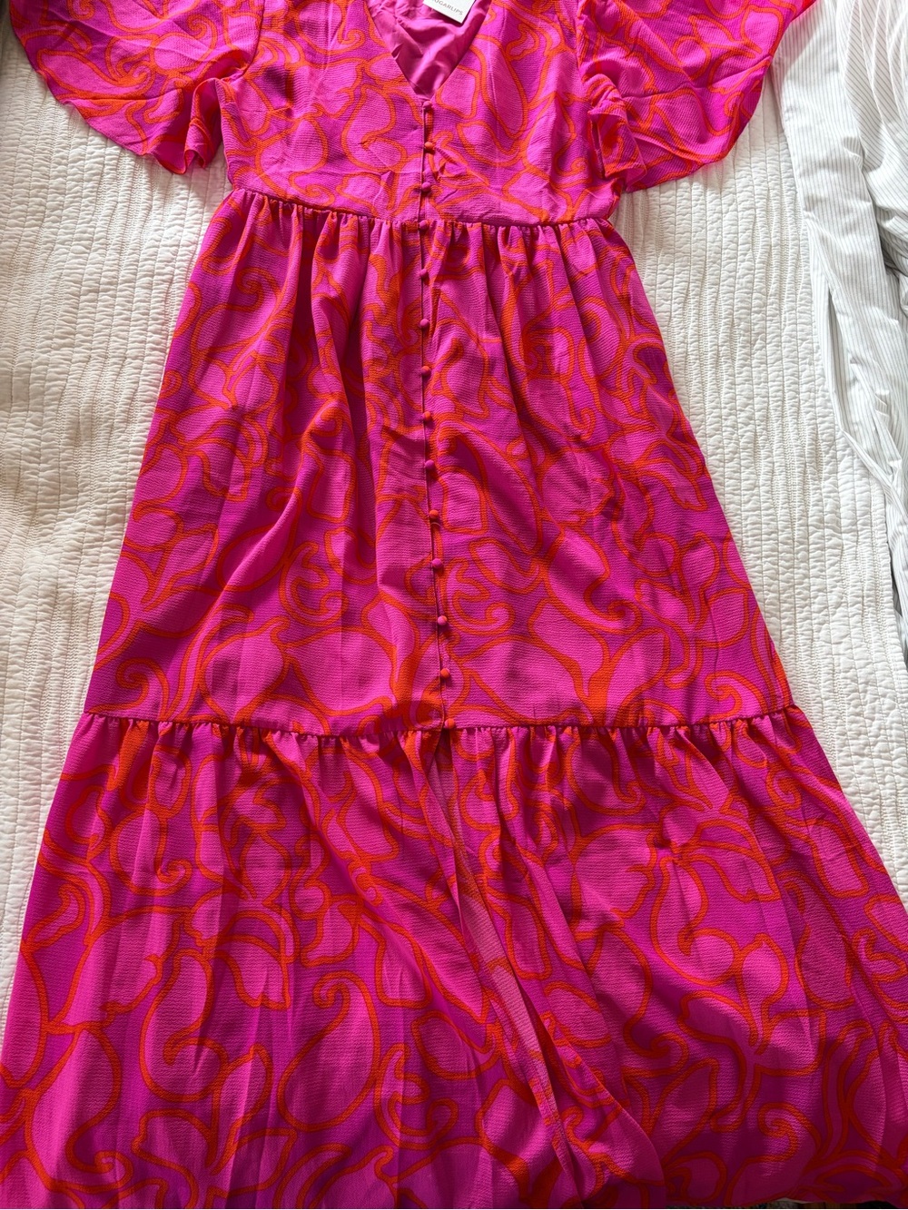Sugarlips Hot Pink and Orange Swirl Maxi Dress